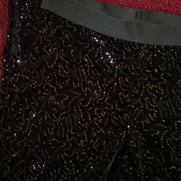 MANGO suit black velvet sequin pants elastic waist M - Picture 4 of 10